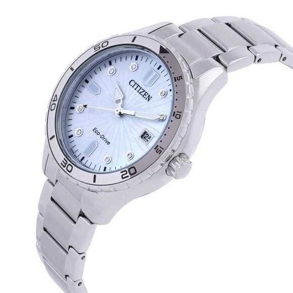 NWT Authentic Citizen Marine Lady Eco-Drive Crystal Mother of Pearl Dial Watch - Picture 2 of 3